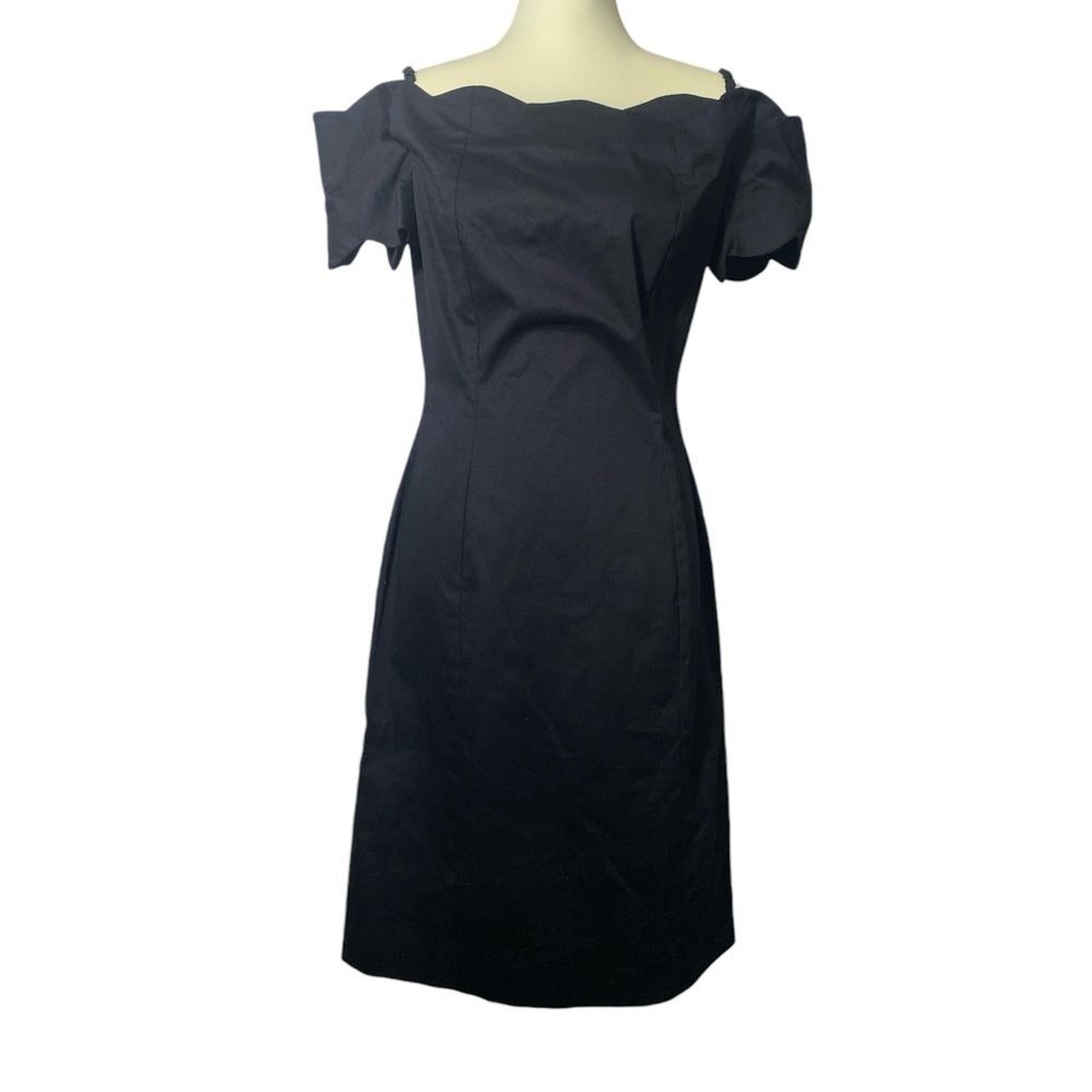 Moda Int'l Vintage 90s Off The Shoulder Black Cocktail Mini Dress Womens Size 12